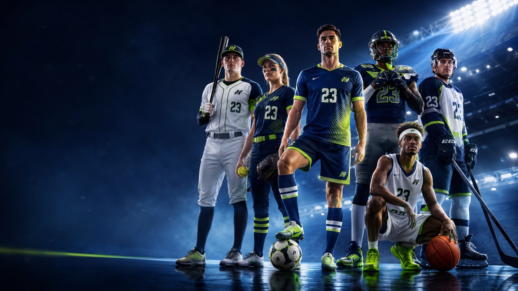 Multiple sports team uniforms